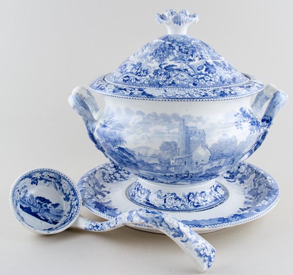 Soup Tureen Caister & Kirkstall Abbey c1825
